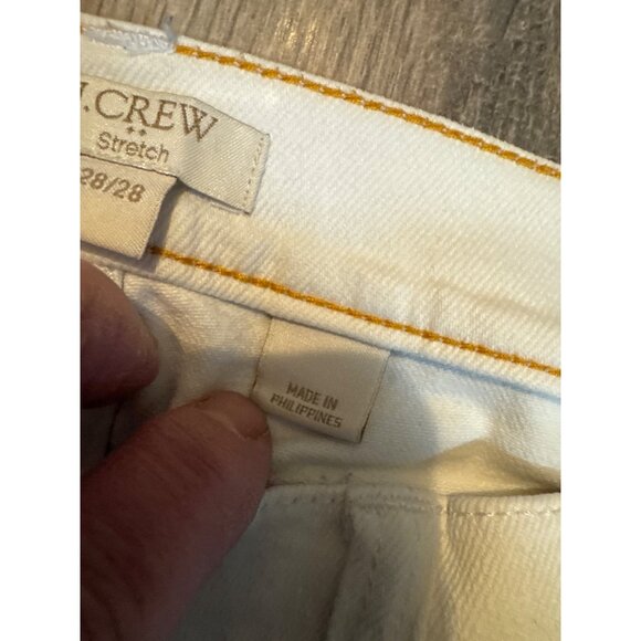 J. Crew Womens Stretch White Denim Jeans Size 28/28 Slim Fit Classic Style FLAW - Picture 3 of 10